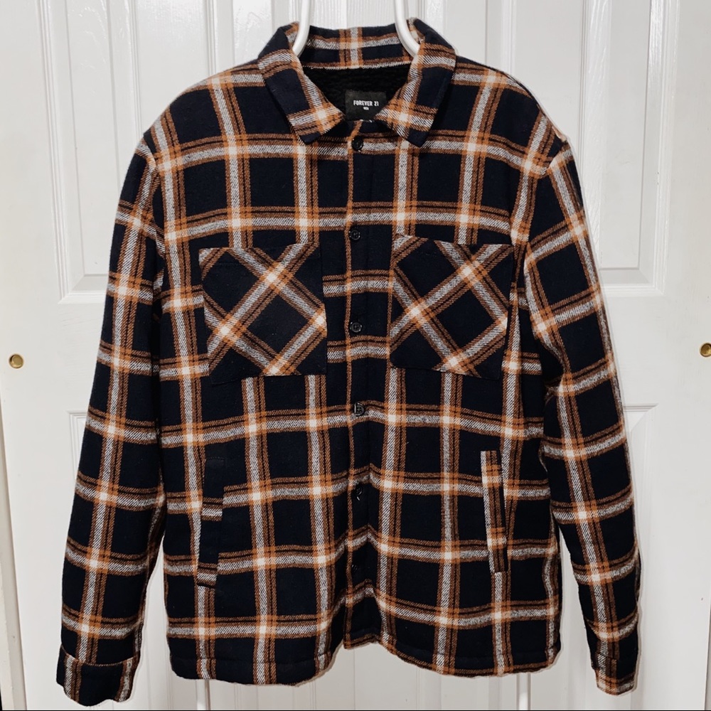 F21 Men's flannel jacket with Sherpa lining